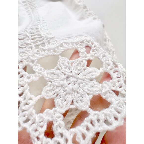 ZARA White Cotton Canvas Crochet Lace Trim High Waisted Shorts, Size XS - Picture 8 of 16